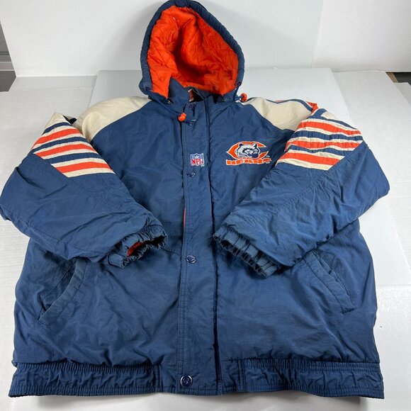 VTG 90s Starter Pro Line Chicago Bears Bomber Jacket Extra Large Blue Full Zip